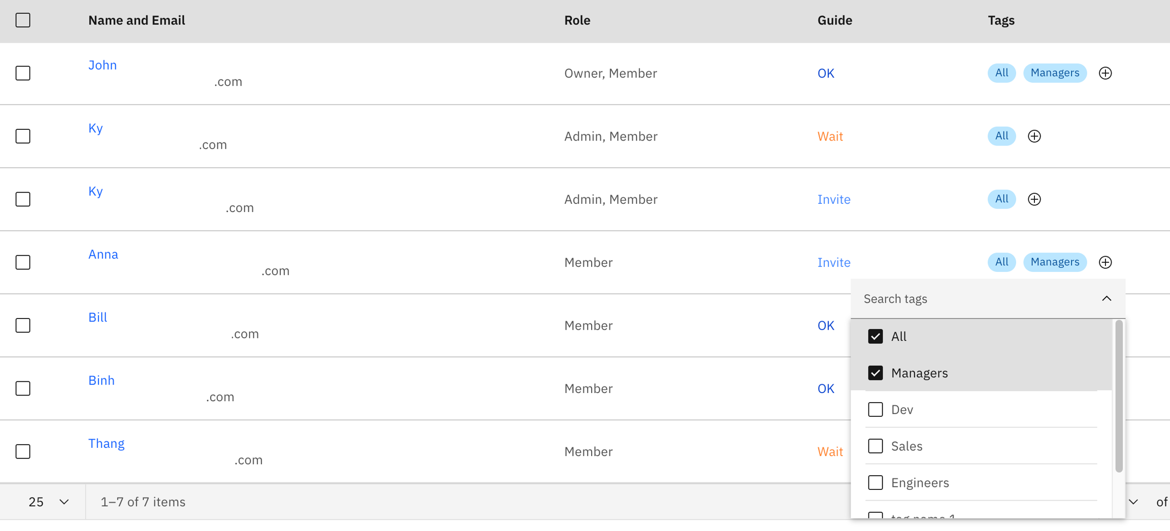 assign tags for members